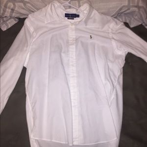 White Mens Button Down Polo Ralph Lauren Shirt
